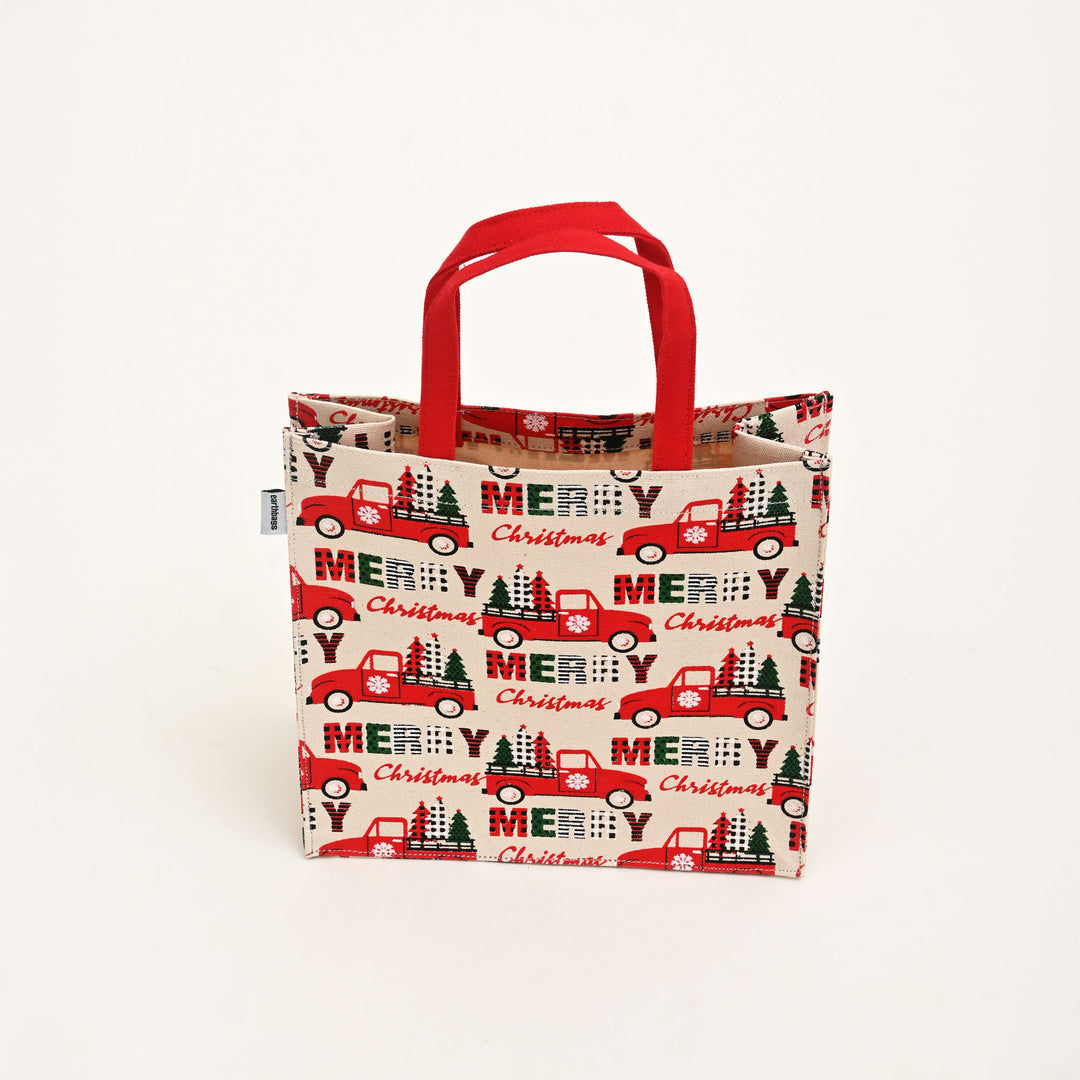 Christmas Gift Bag | Laminated Printed Canvas Bag with Allover Print