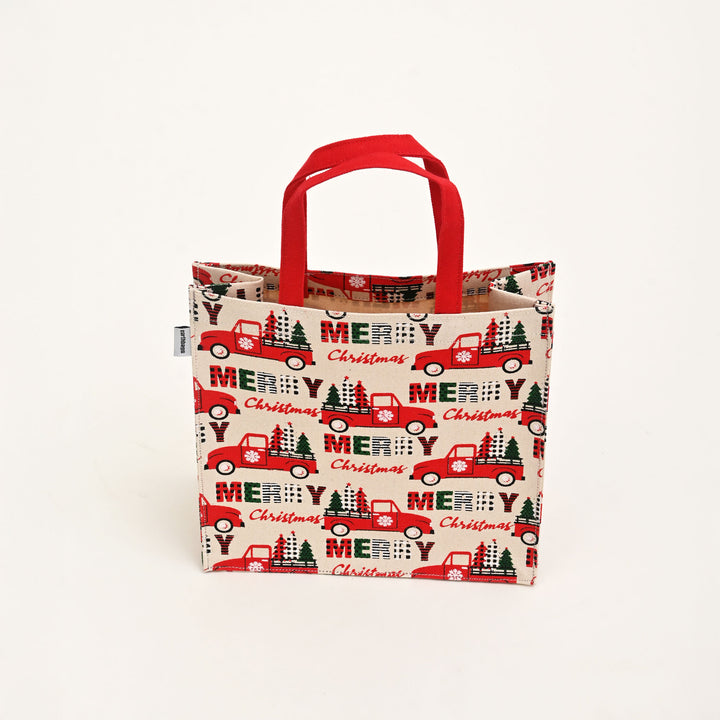 Christmas Gift Bag | Laminated Printed Canvas Bag with Allover Print
