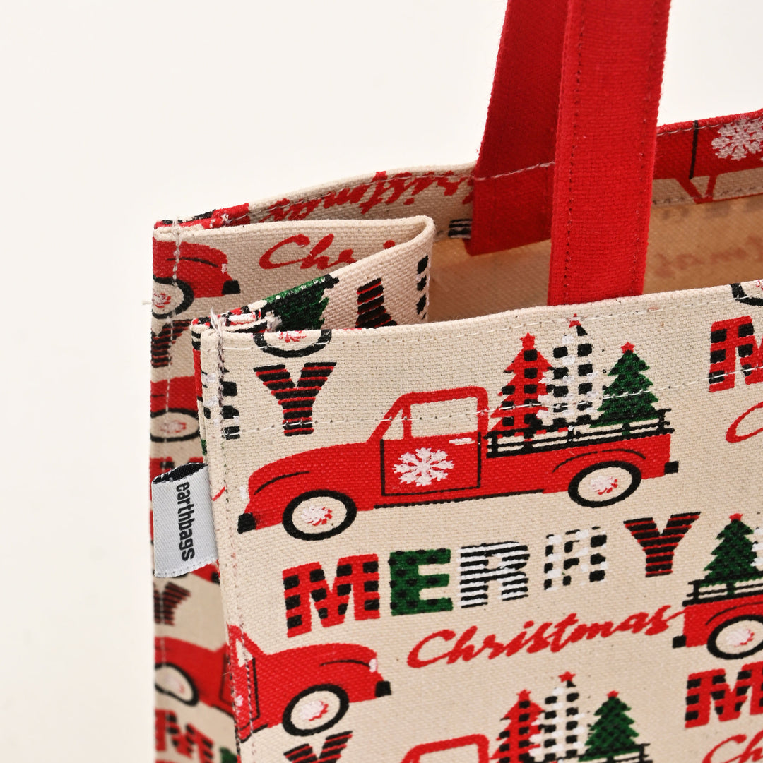 Christmas Gift Bag | Laminated Printed Canvas Bag with Allover Print