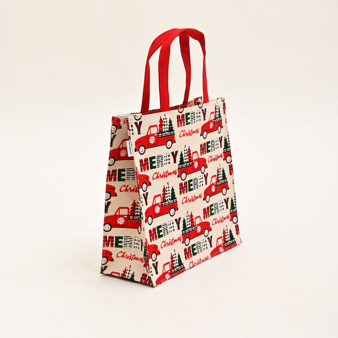 Christmas Gift Bag | Laminated Printed Canvas Bag with Allover Print