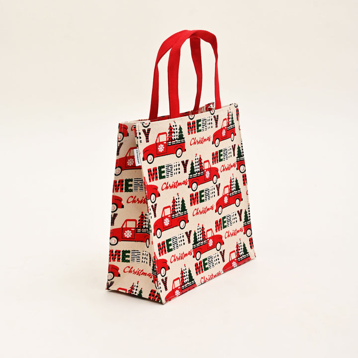 Christmas Gift Bag | Laminated Printed Canvas Bag with Allover Print