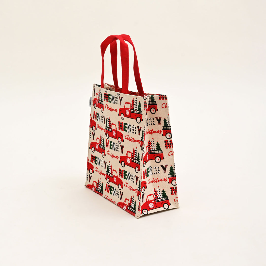 Christmas Gift Bag | Laminated Printed Canvas Bag with Allover Print