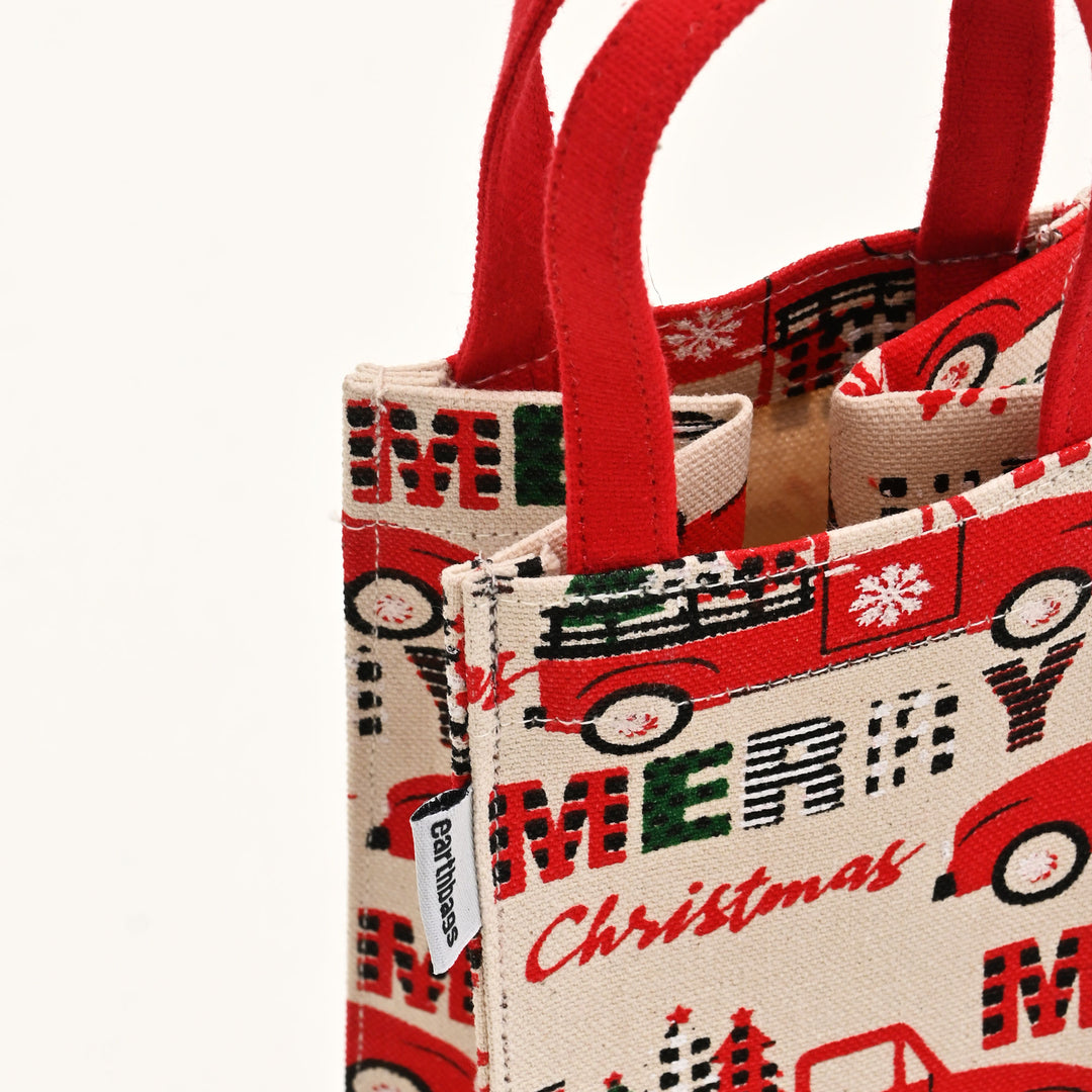 Christmas Gift Bag | Laminated Printed Canvas Bag with Allover Print