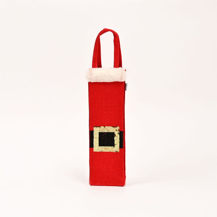Christmas Jute Bag | Laminated Gift Bag with Sequins Design | Red