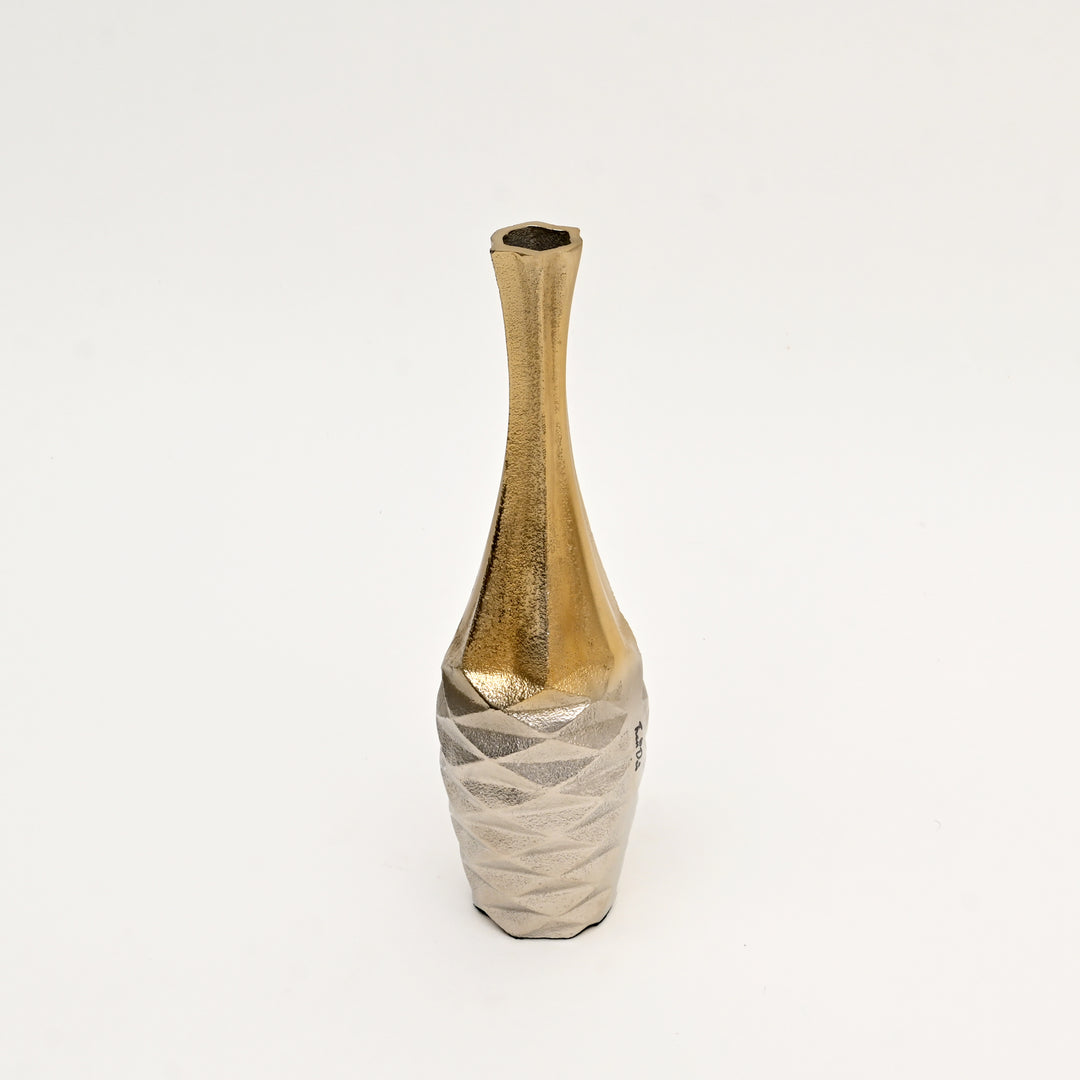 Decorative Sleek Metallic Aluminum Vases – Set of 3 Table Accents in Gold & Nickel Finish