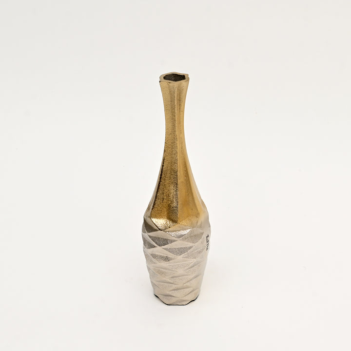 Decorative Sleek Metallic Aluminum Vases – Set of 3 Table Accents in Gold & Nickel Finish