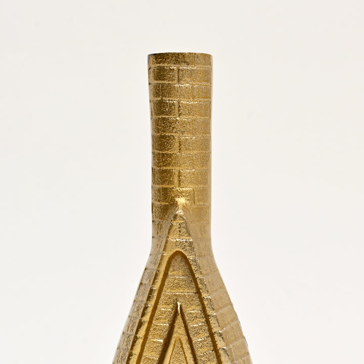 Decorative Textured Elegance Aluminum Vases – Set of 3 Gold Polished Table Accents