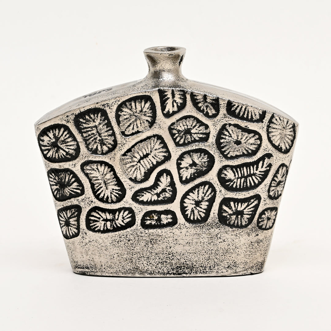 Decorative Modern Geometric Fusion Aluminum Vases – Set of 3 Distress Black Table Accents