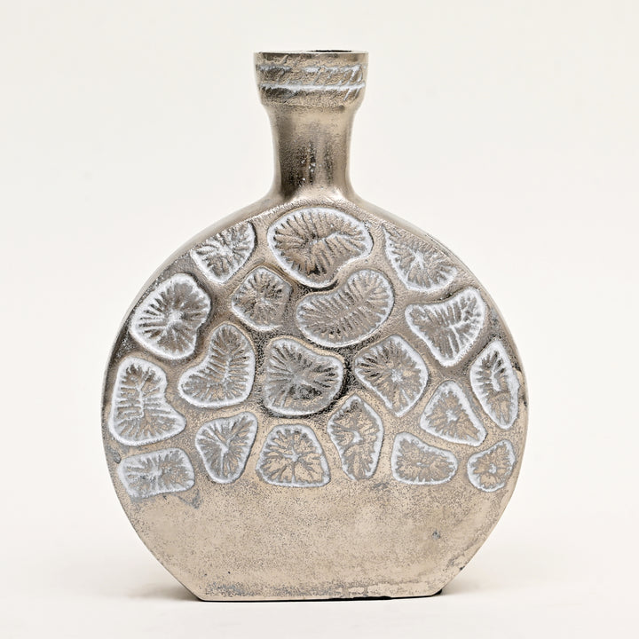 Decorative Hexagonal Embossed Aluminum Vases – Set of 3 Table Accents