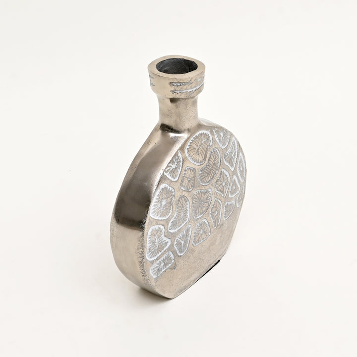 Decorative Hexagonal Embossed Aluminum Vases – Set of 3 Table Accents