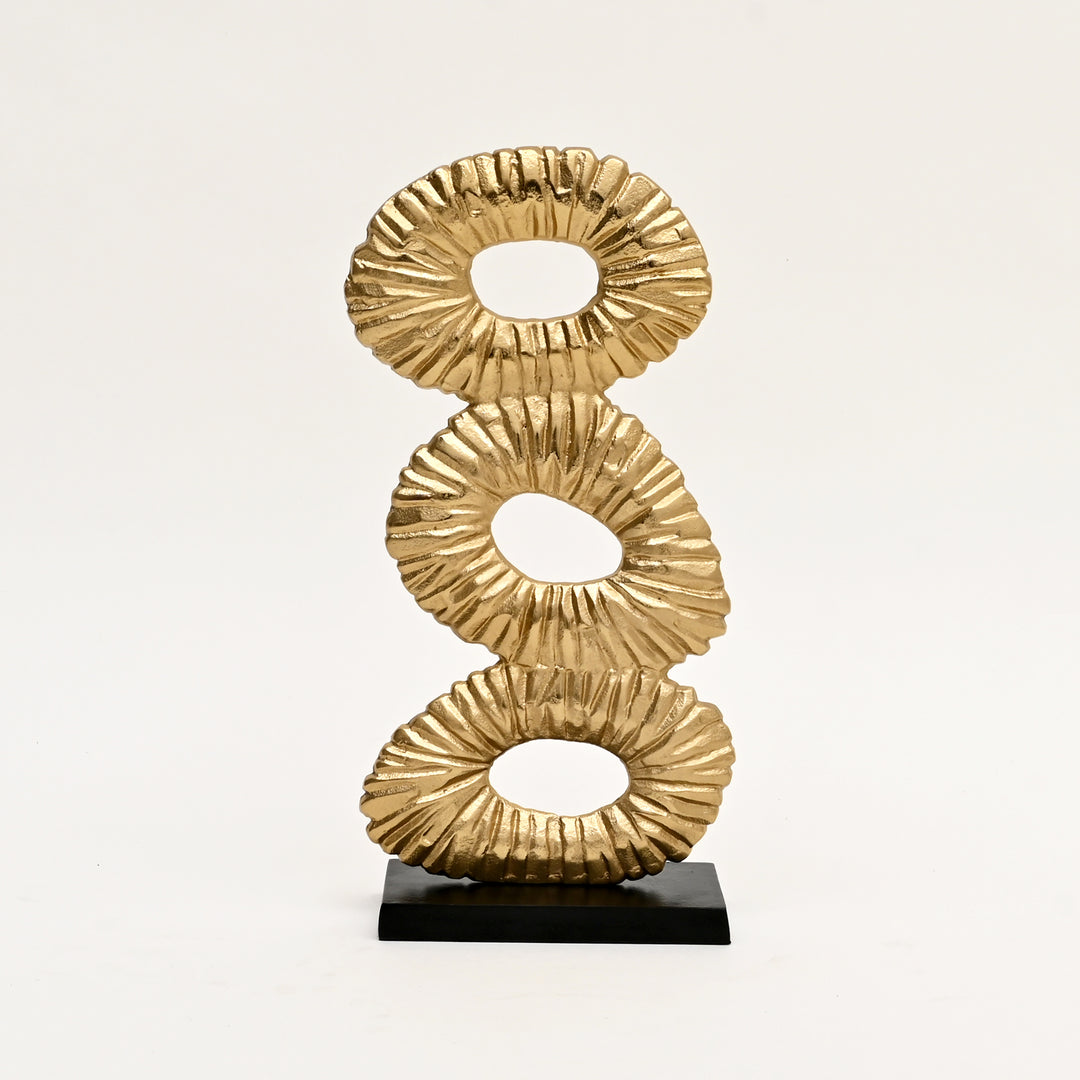 Decorative Abstract  Sculptures – Set of 2 Modern Gold & Nickel Polished Table Accents