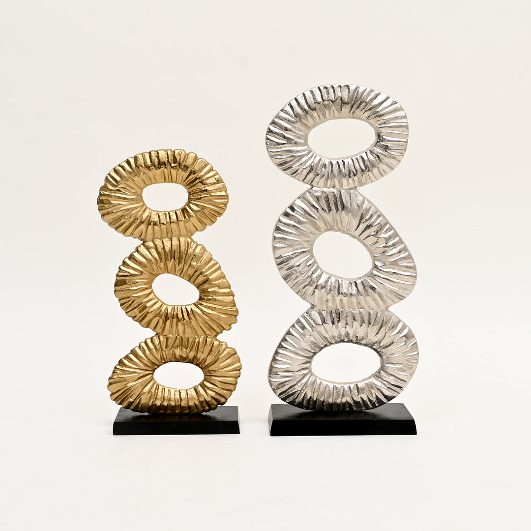 Decorative Abstract  Sculptures – Set of 2 Modern Gold & Nickel Polished Table Accents