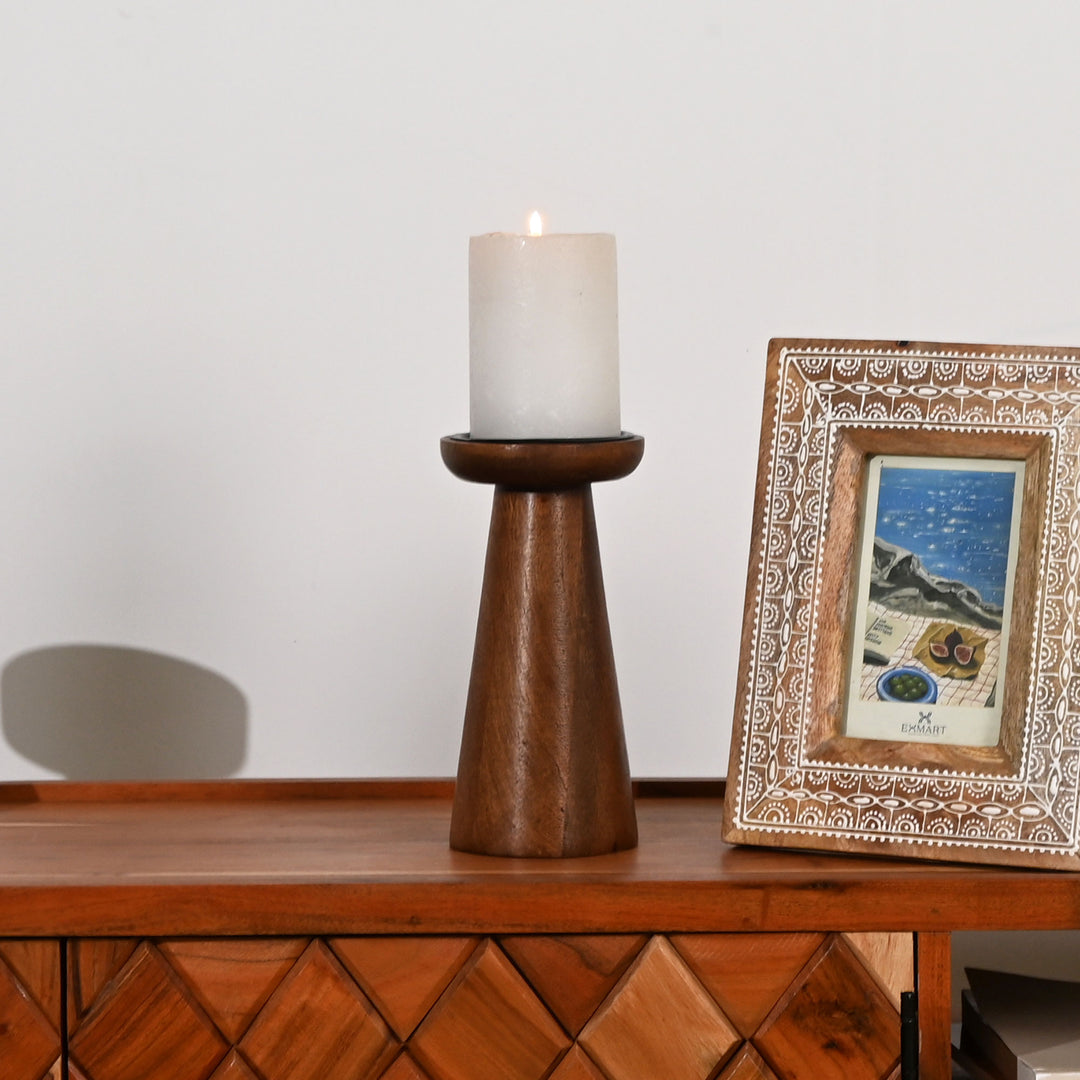 Candle Holder | Natural Finish | Mango Wood | Home Decor