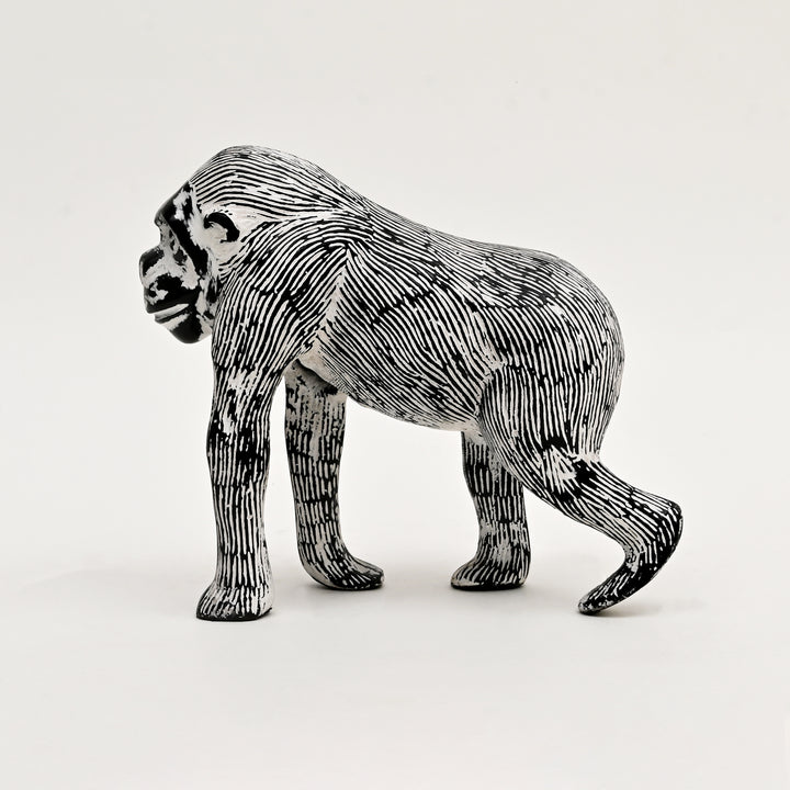 Decorative Gorilla Aluminum Animal Sculpture with Blackwash Finish, 15.5x6x12.5" | Unique Table Décor Figurine