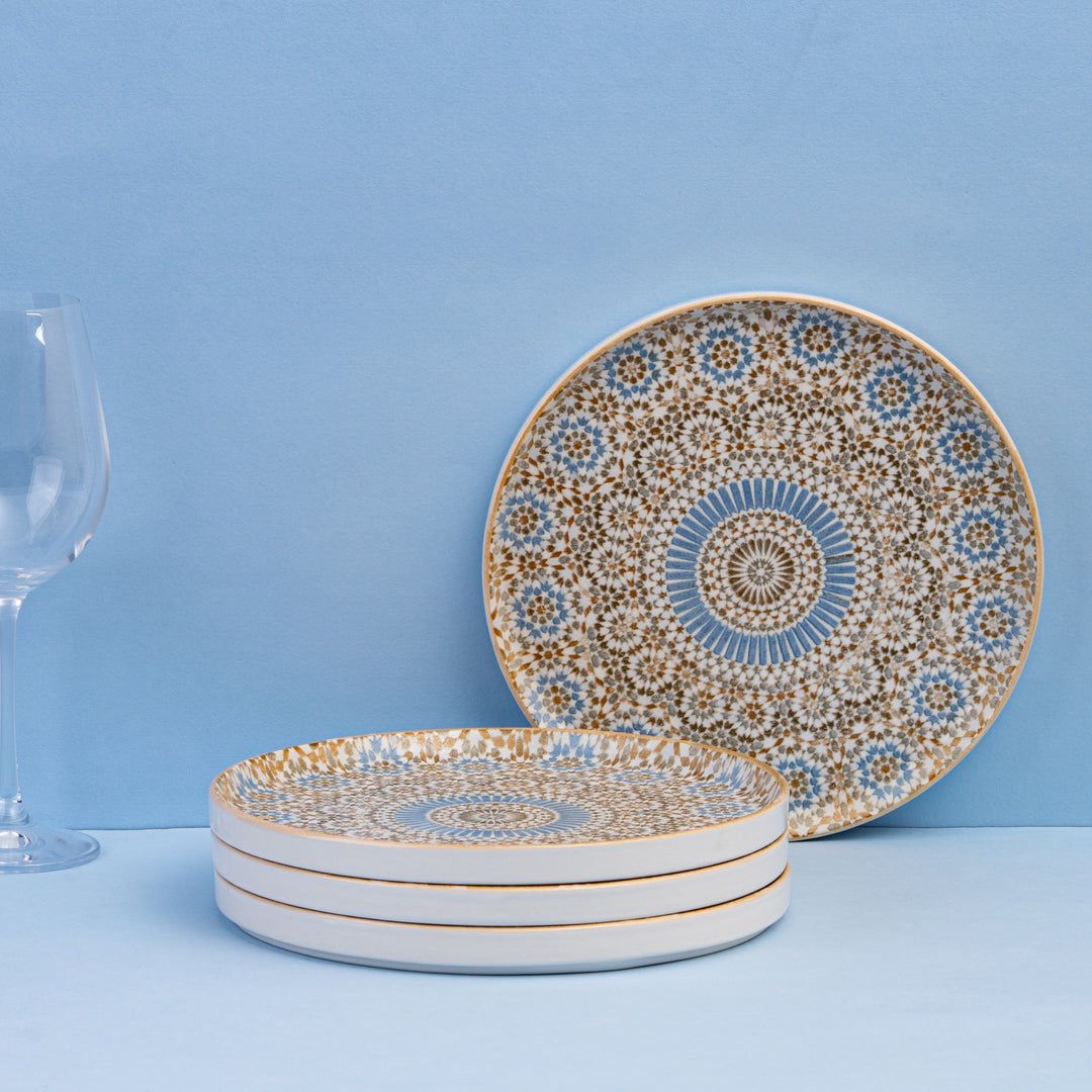 Short Rim Stackable Plates| Pack of 4 | Porcelain