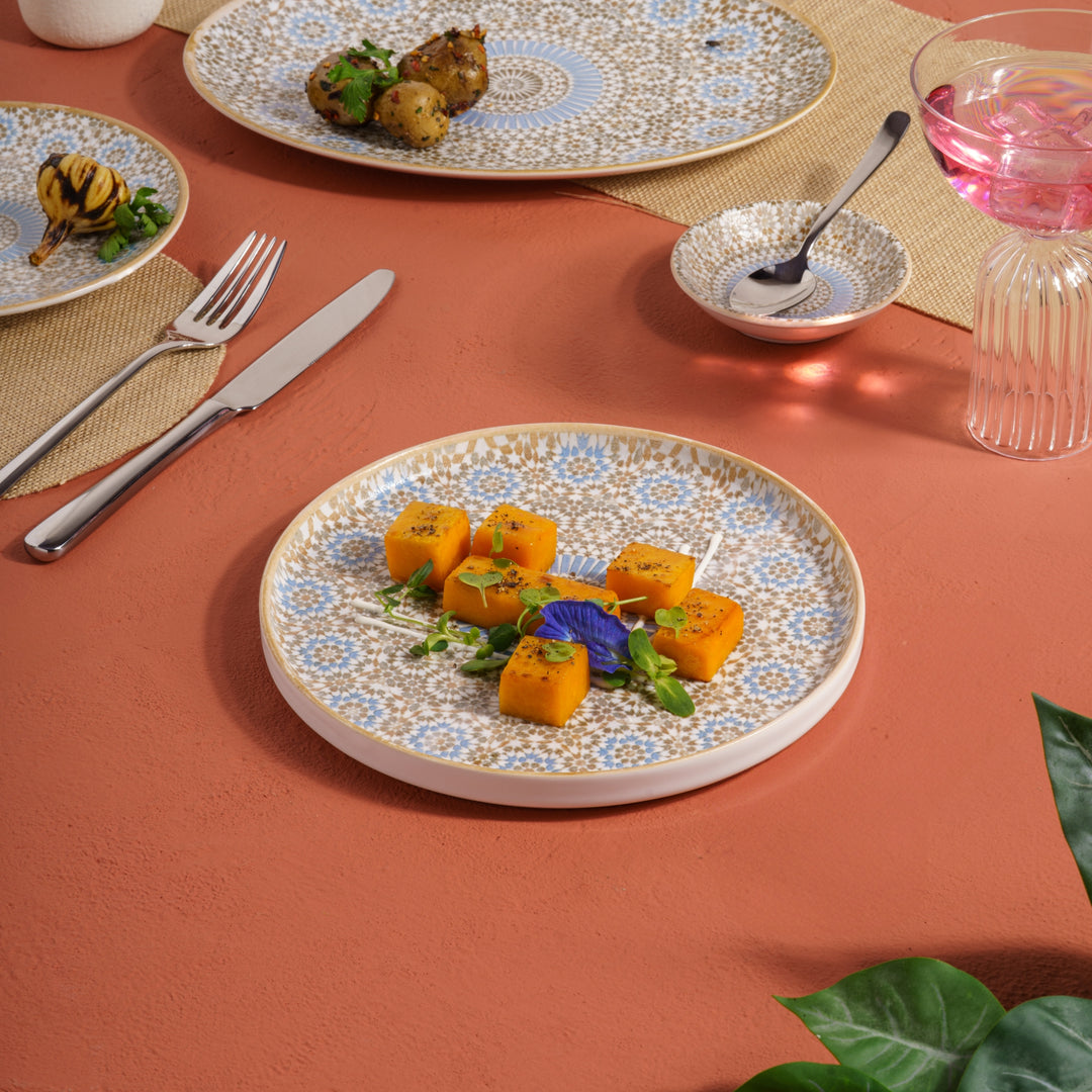 Short Rim Stackable Plates| Pack of 4 | Porcelain