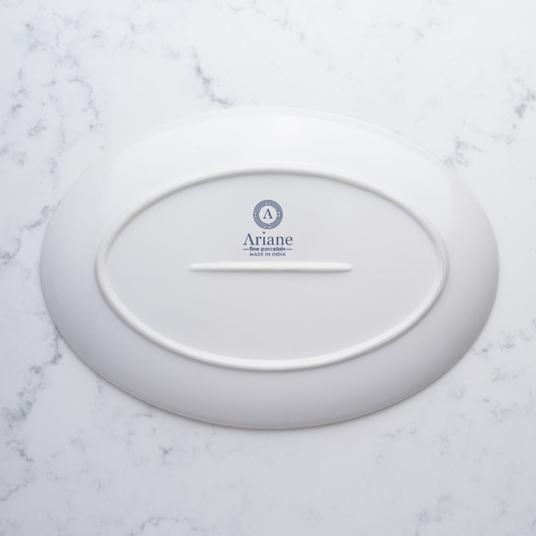 Oval Plate with Foot | Porcelain, 11" | Pack of 12