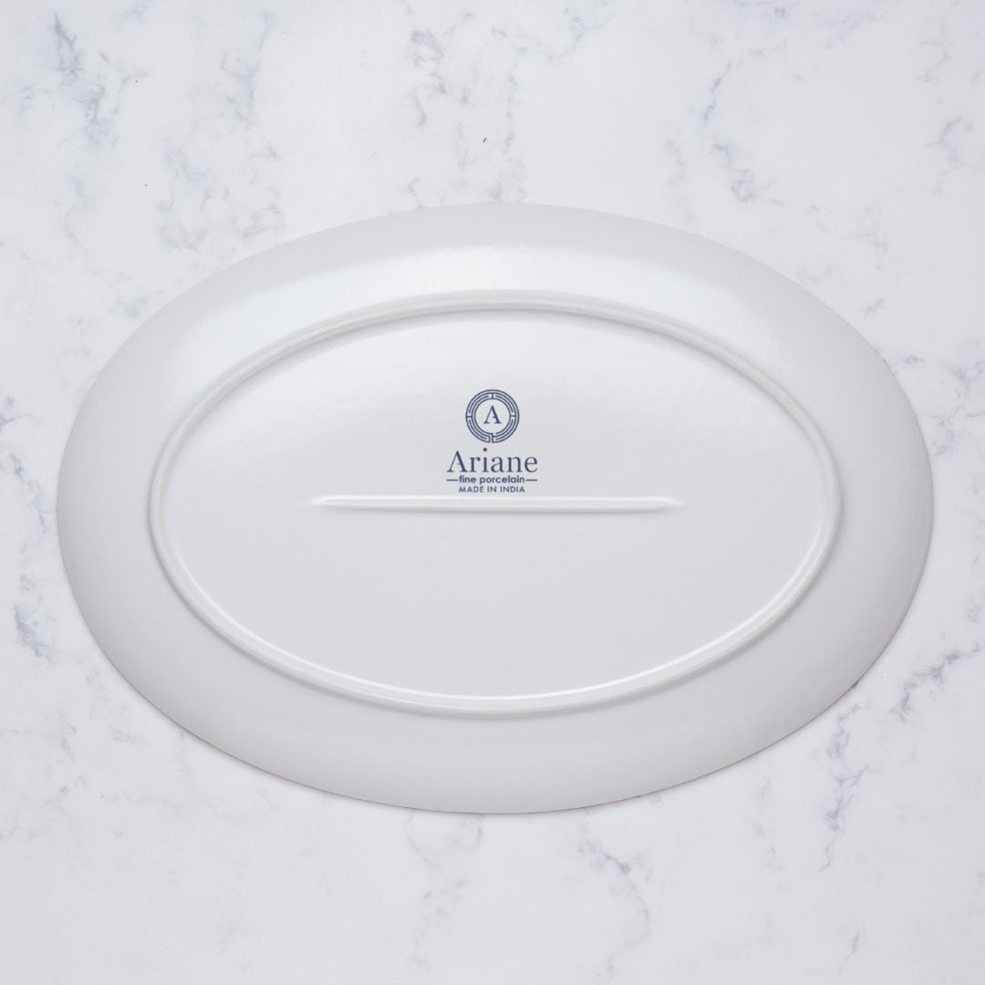 Oval Plate with Foot | Porcelain, Pack of 12 | 11"