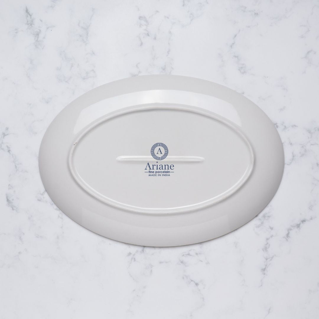 Oval Plate with Foot | Porcelain, 11" | Pack of 12
