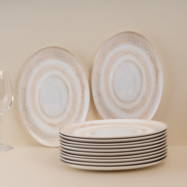 Premium Oval Plate with Foot | 12.59" | Porcelain | Set of 6