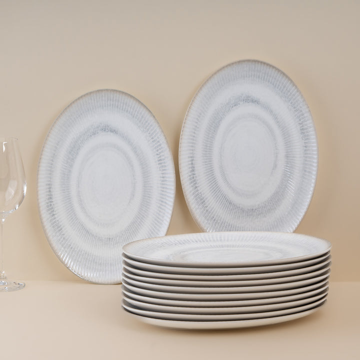 Oval Plate with Foot | Porcelain,  11" | Pack of 6