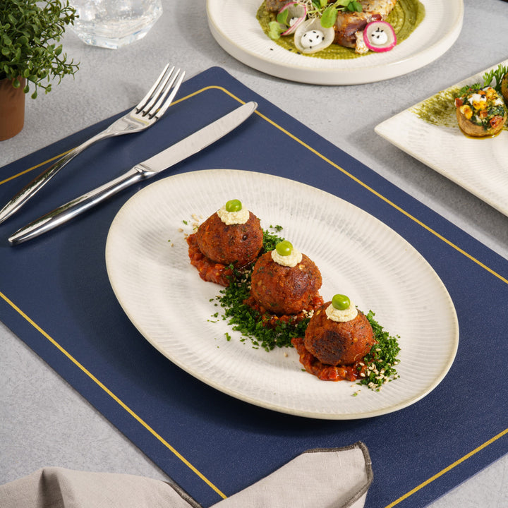 Oval Plate with Foot | Porcelain,  11" | Pack of 6