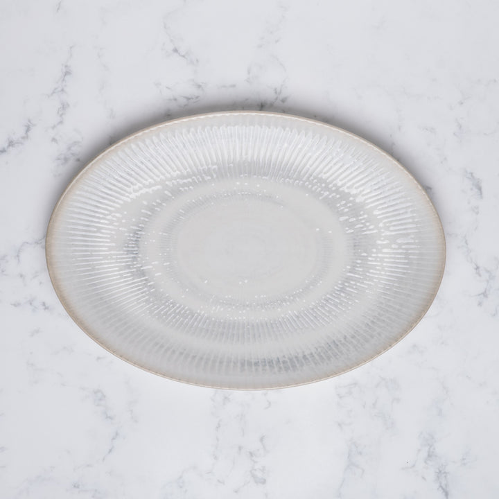 Oval Plate with Foot | Porcelain, 12.59" | Pack of 12