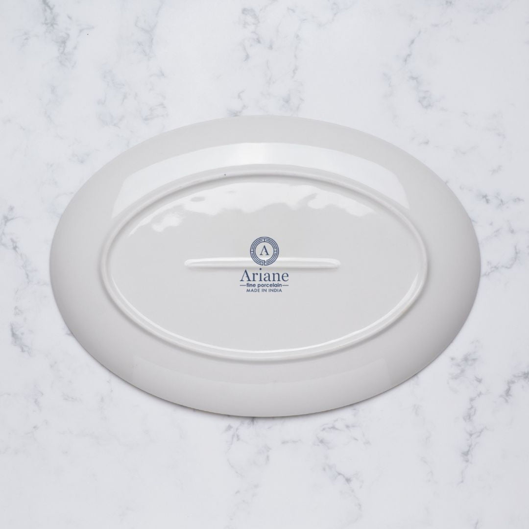 Oval Plate with Foot | Porcelain, 12.59" | Pack of 12