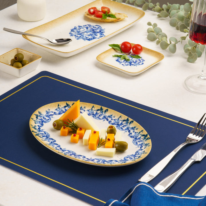 Plate Oval With Foot | Amalfi | Porcelain, Set of 12