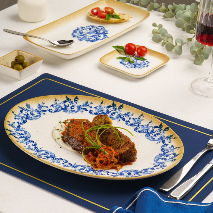 Plate Oval With Foot | 12.59" | Porcelain, Pack of 6