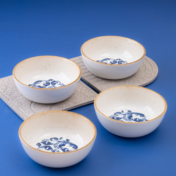 Bowl Non Stackable With Foot | Amalfi | Porcelain , Set of 4