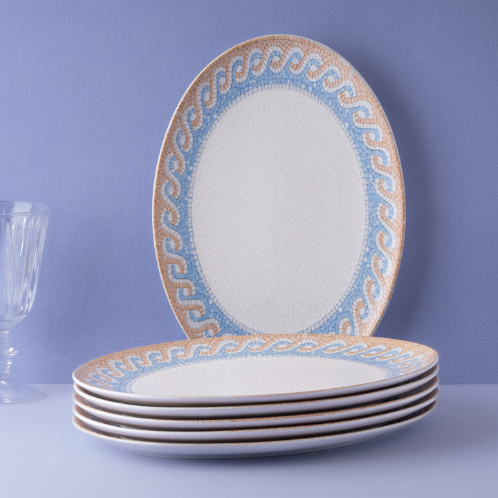 Oval Plate With Foot | Porcelain, Set of 6