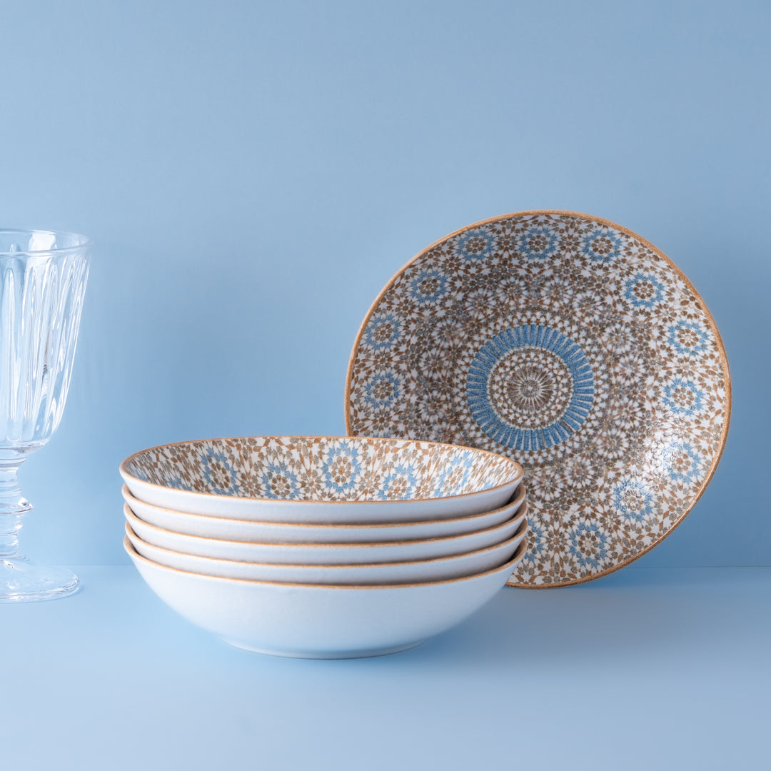 Round Wok Deep Plate | Set of 6 | Porcelain  | 11"