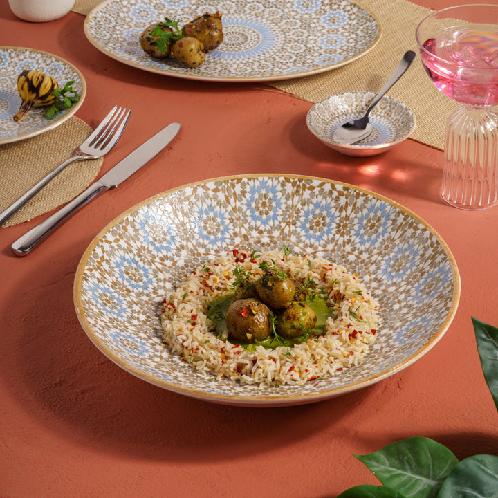 Round Wok Deep Plate | Set of 6 | Porcelain  | 11"