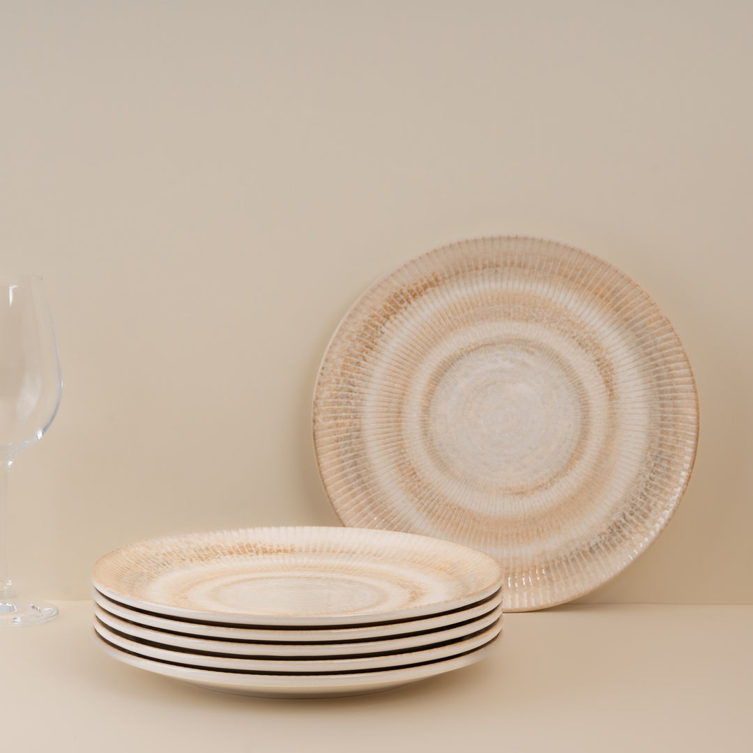 Durable Round Rimless Plate | Porcelain | Set of 6