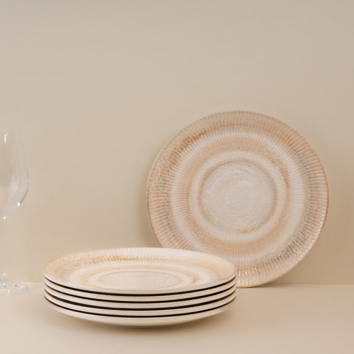 Durable Round Rimless Plate | Porcelain | Set of 6