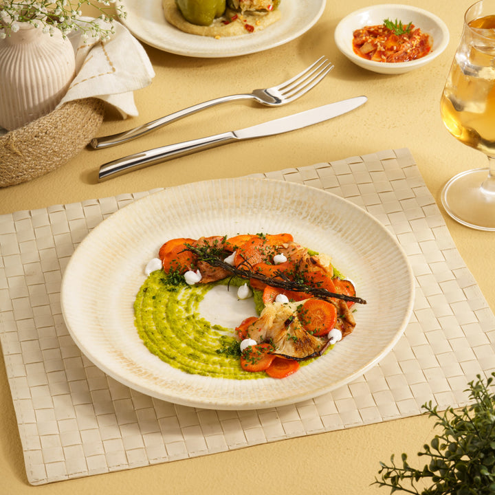 Durable Round Rimless Plate | Porcelain | Set of 6