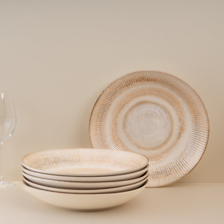 Modern Round Deep Cous Cous Plate | Porcelain , 50.72oz | Set of 6