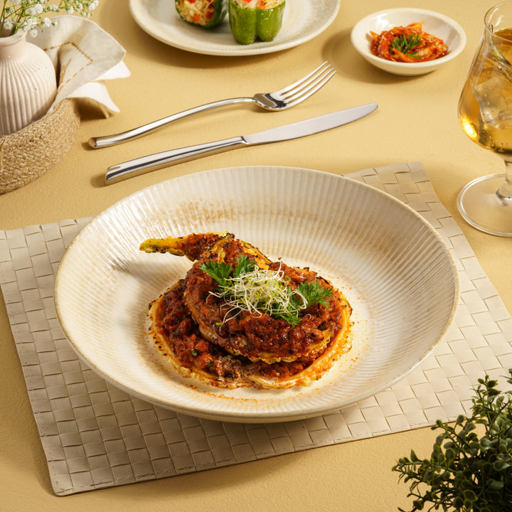Modern Round Deep Cous Cous Plate | Porcelain , 50.72oz | Set of 6