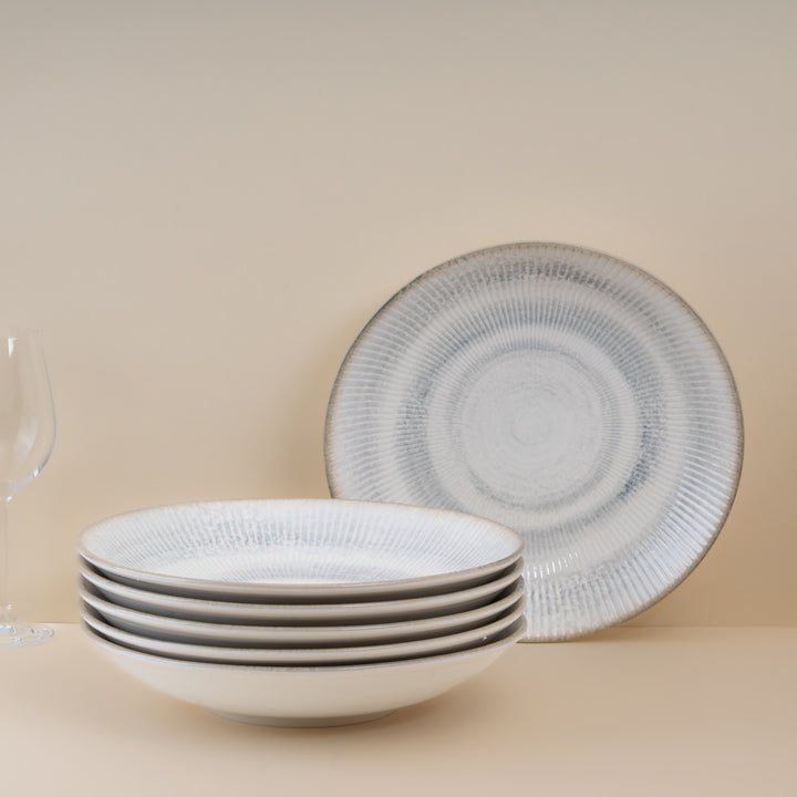Round Cous Cous Deep Plate | Pack of 6, Porcelain