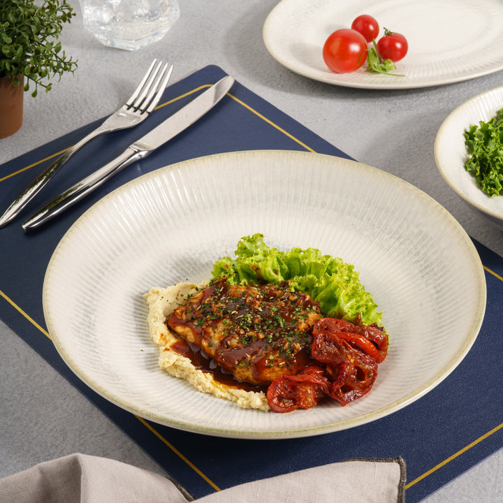 Round Wok Deep Plate | Set of 6, Porcelain