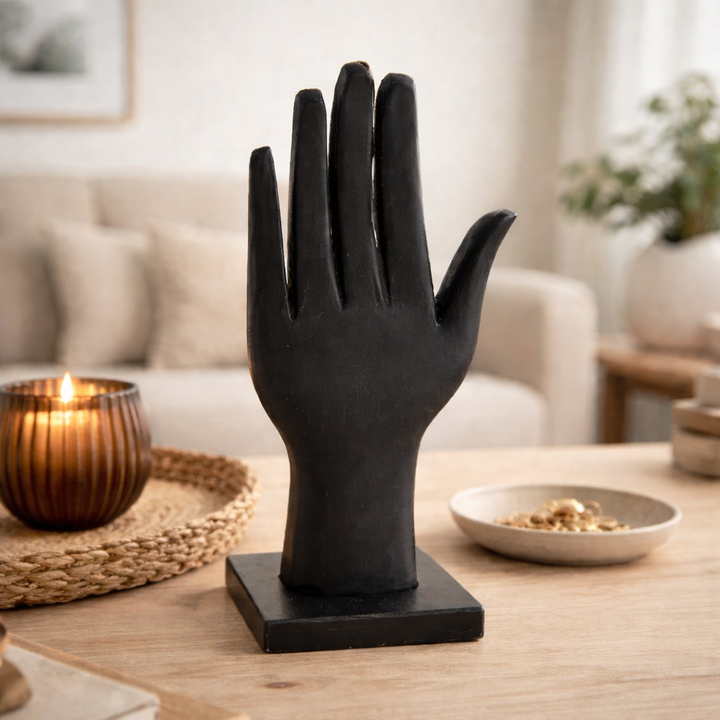 Wooden Decor Sculpture 11.5" | Black Mango Wood Artistic Tabletop Accent