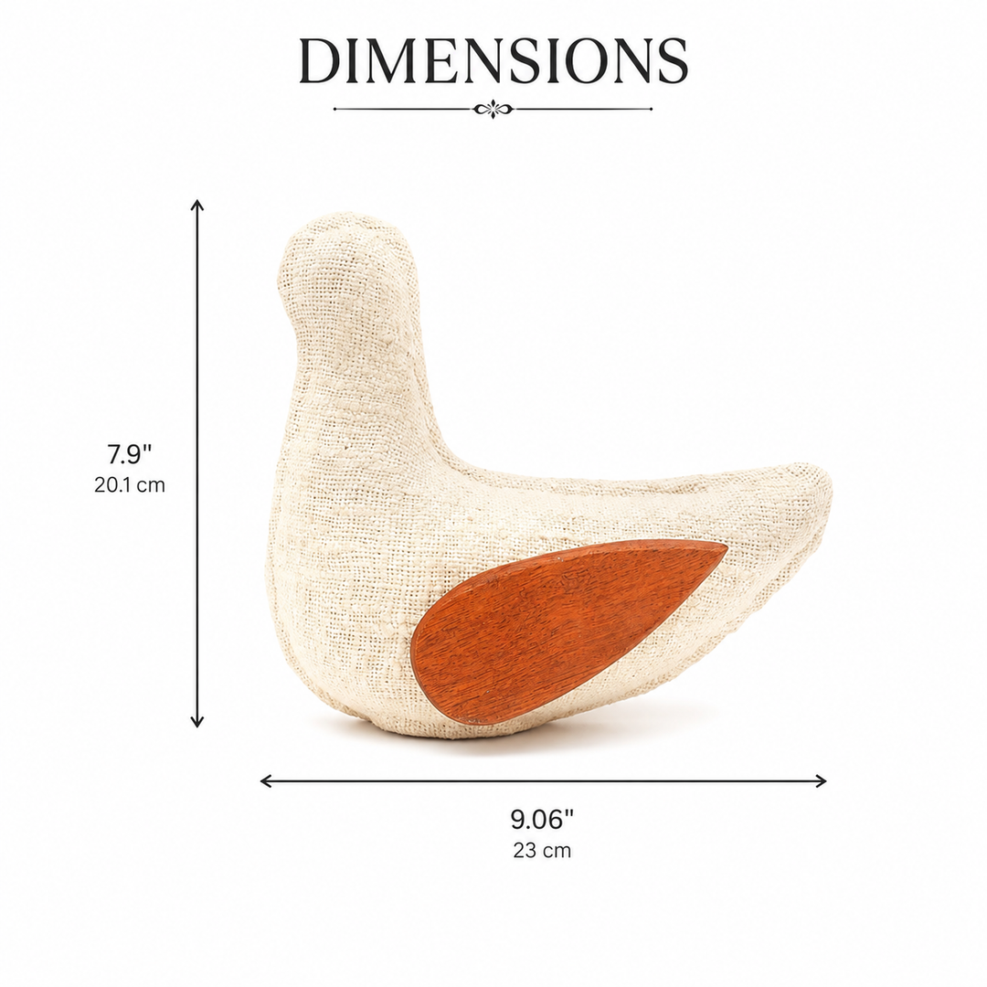 Dove Sculpture | Eco mix & Wood Wings | Handmade Decorative Bird Figurine | Rustic & Boho Home Decor Accent