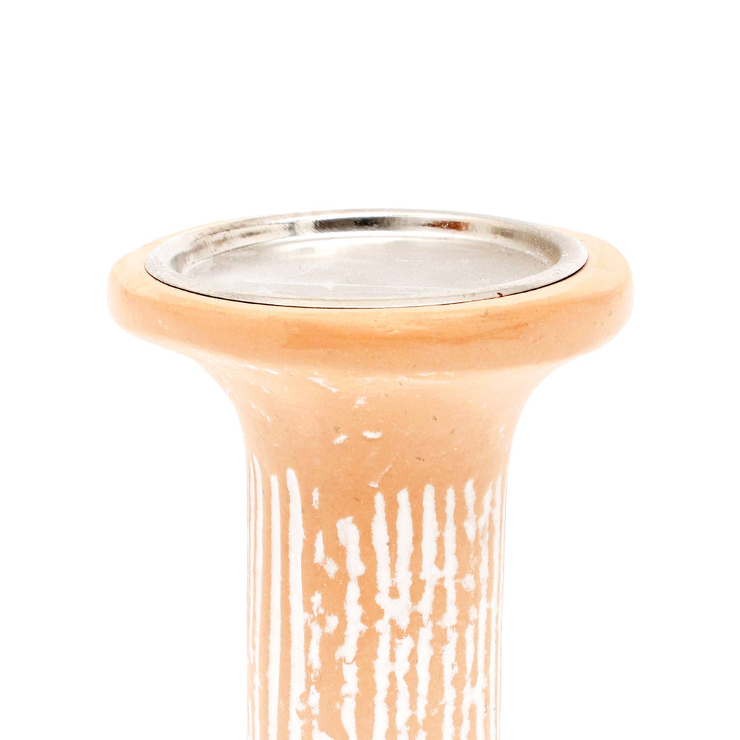 Ecomix Pillar Candle Holder 7" | Handcrafted Brown Candle Stand 4x4
