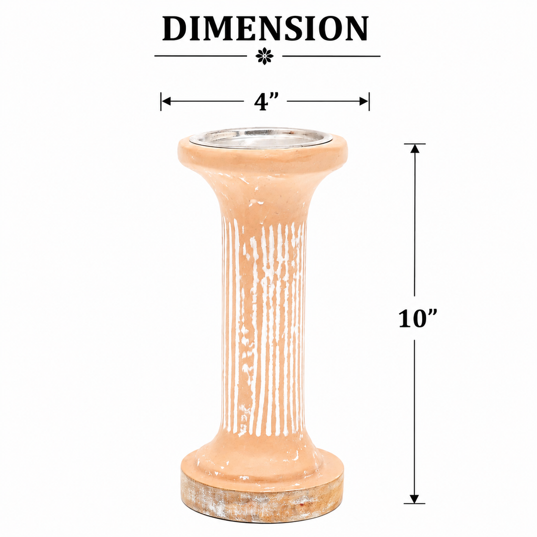 Ecomix Pillar Candle Holder 10" | Handcrafted Brown Candle Stand