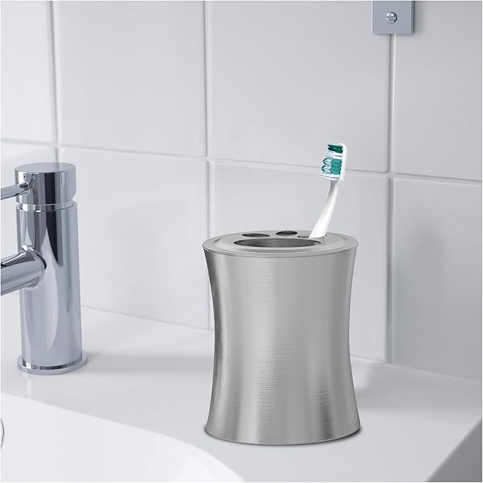 Stainless Steel Toothbrush Holder | Compact Multi-Slot Holder for Toothbrushes,Razors & Makeup Accessories