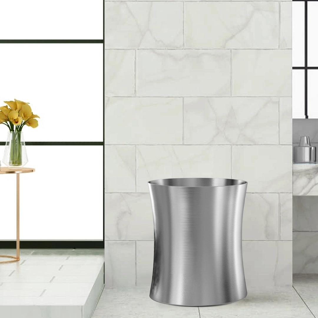 Brushed Stainless Steel Wastebasket 7 Qt | Compact Trash Can