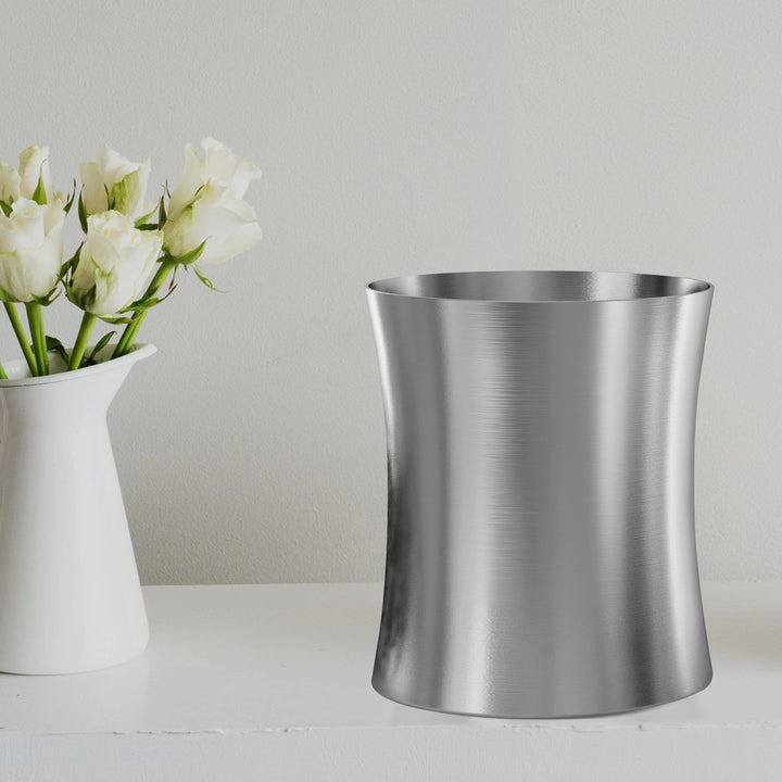 Brushed Stainless Steel Wastebasket 7 Qt | Compact Trash Can
