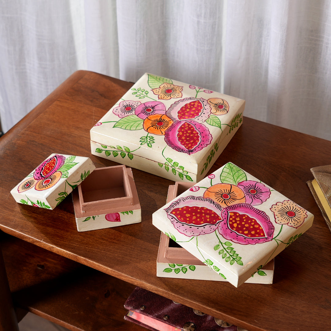 Decorative Hand painted Wood Box-Pack Of 3