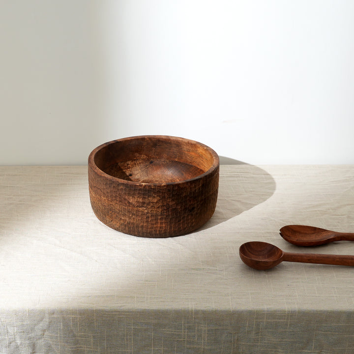 Handcrafted Neem Wood Serving Bowl with Natural Finish